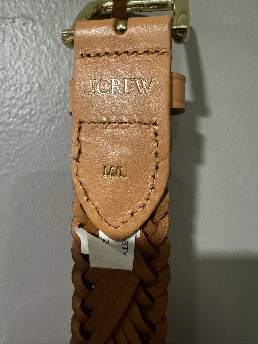 J. Crew Braided Leather Accent Belt in Tan with Brass Buckle - Picture 4 of 4